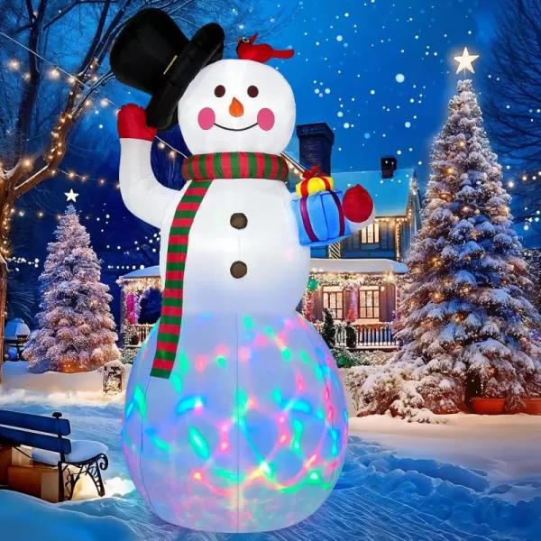 imageOurWarm 10FT Snowman Inflatable Christmas Decorations Outdoor Giant Christmas Yard Decorations Blow Ups Snowman Tipping His Hat Builtin Rotating Colored Lights Xmas Inflatable for Garden Patio Lawn10FT Snowman