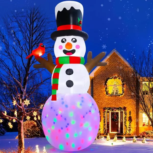 imageOurWarm 12FT Christmas Inflatable Snowman Christmas Decorations Giant Christmas inflatables Snowman Decor with Cardinal Christmas Blow Ups Builtin Rotating Color Lights for Outdoor Christmas Decor