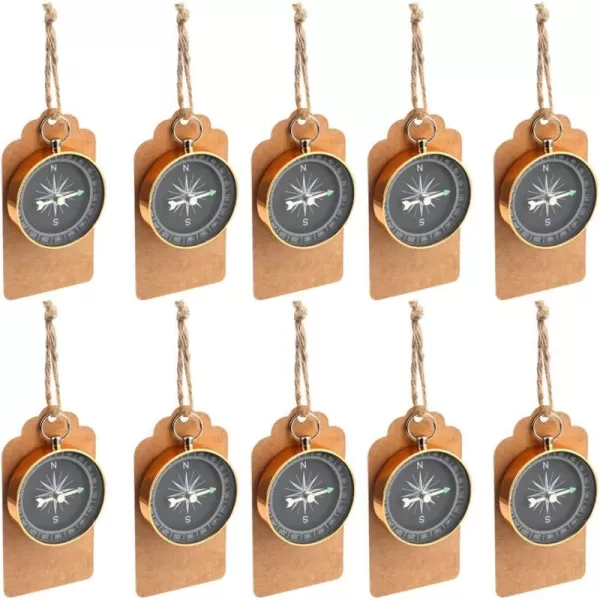 imageOurWarm 50pcs Compass Wedding Favors for Guests Compass Souvenir Gift with Kraft Tags for Travel Themed Party Decorations Nautical Christmas Ornaments