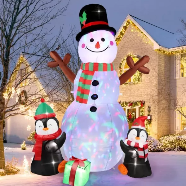 imageOurWarm 6ft Christmas Inflatables Christmas Decorations Outdoor Inflatable Snowman Penguin Blow Up Yard Decorations with Rotating LED Lights for Indoor Outdoor Christmas Decorations Yard Garden Decor