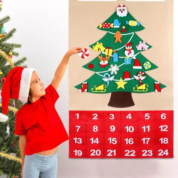 imageOurWarm Christmas Advent Calendar 2024 24 Days Countdown Calendar with 24pcs Detachable Ornaments for Home Classroom Handmade Door Wall Hanging Decor Christmas Decorations