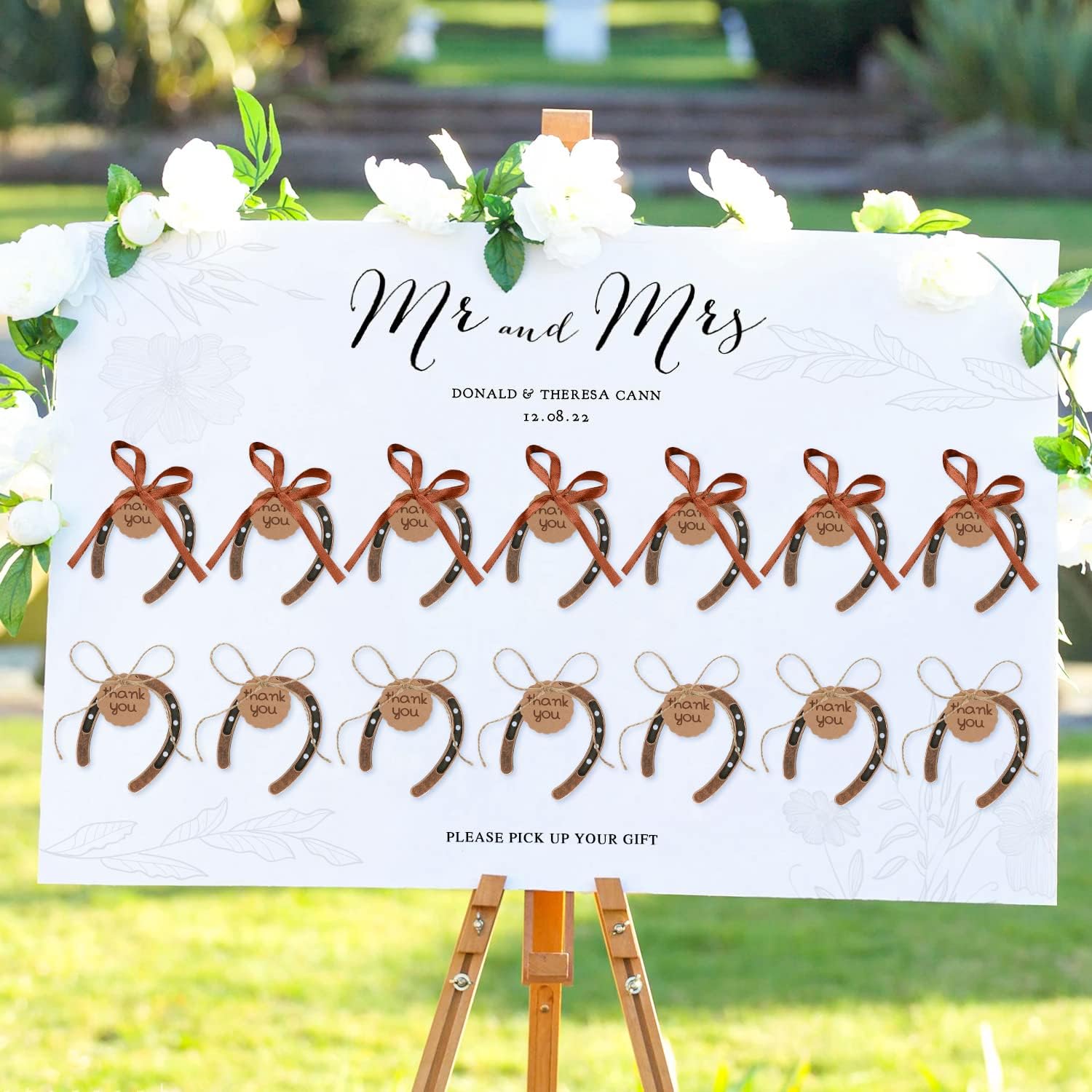 imageOurWarm 20pcs Good Lucky Horse Shoes with Candy Boxes Kraft Tag Metal Mini Craft Horseshoes Decorations for Rustic Vintage Wedding Party Decor Western Party Decorations1 Count Pack of 20