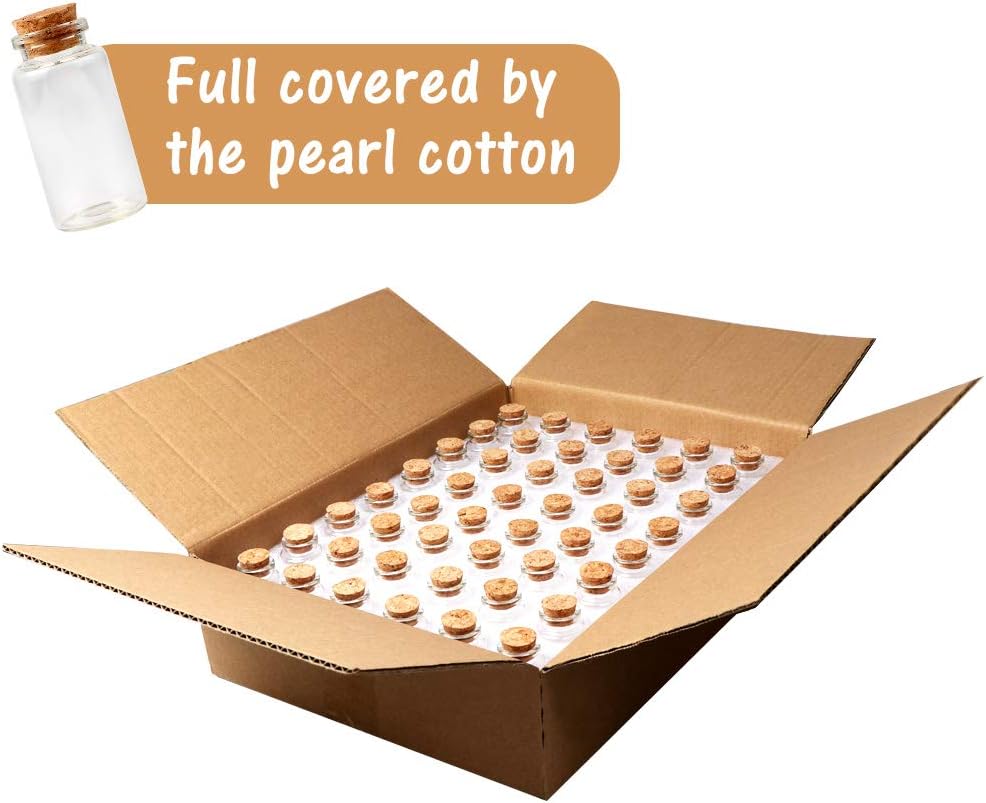 imageOurWarm 48pcs Smal Glass Bottles with Cork Small Glass Jars Mini Clear Glass Vials with DIY Tags for Baby Shower Birthday Party Gifts Wedding Favors 25ML