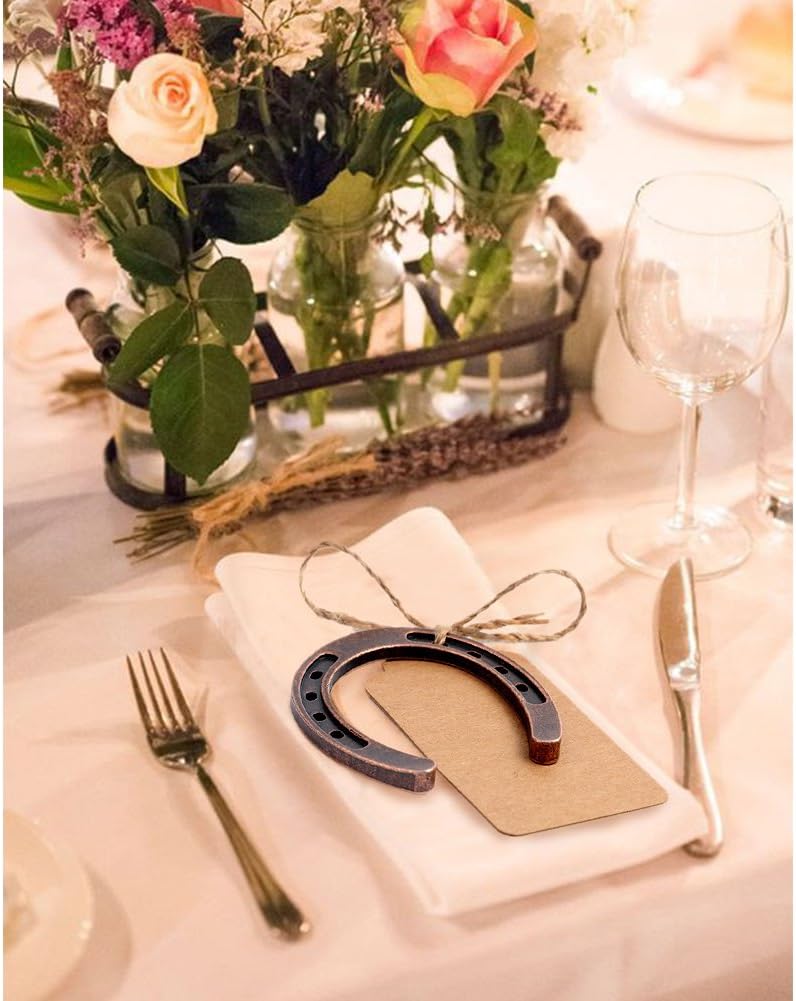 imageOurWarm 50pcs Good Lucky Horseshoe Gift with Kraft Tags for Rustic Wedding Favors Decoration Hanging Barn Wedding Horseshoe Gift