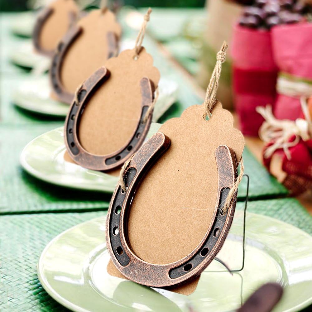 imageOurWarm 50pcs Good Lucky Horseshoe Gift with Kraft Tags for Rustic Wedding Favors Decoration Hanging Barn Wedding Horseshoe Gift
