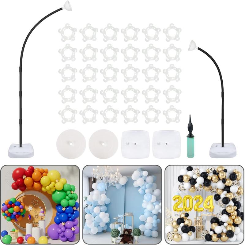 imageOurWarm 82FT ampamp 6FT Balloon Arch Stand Kit Black Half Arch Balloon Stand with Base for Floor Free Bending Top Balloon Column Kit for Wedding Birthday Baby Shower Graduation Party DecorationsBlack Balloon Arch Stand