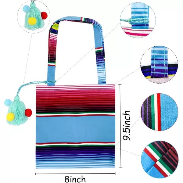 imageOurWarm 10 x 8 Inches Handwoven Mexican Tote Favor Bags Mexican Fiesta Party Bag with Colorful Tassels for Mexican Party Decorations Fiesta party supplies Set of 6