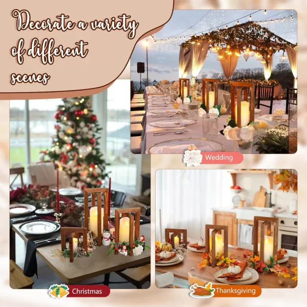 imageOurWarm 12Pcs Wedding Centerpieces for Tables Foldable Wooden Lantern Centerpieces for Tables Centerpieces for Wedding Reception Brown Rustic Lanterns for Centerpieces Wedding Table Party Decoration