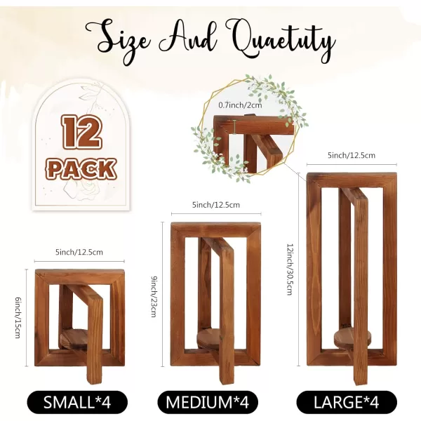 imageOurWarm 12Pcs Wedding Centerpieces for Tables Foldable Wooden Lantern Centerpieces for Tables Centerpieces for Wedding Reception Brown Rustic Lanterns for Centerpieces Wedding Table Party Decoration
