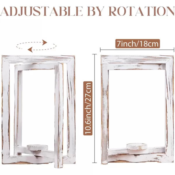 imageOurWarm 2 Pcs Wedding Centerpieces for Tables Foldable Wooden Wedding Candle Lantern Holder for Rustic Wedding Table Decor Wood Farmhouse Decorative Candle Lanterns Indoor