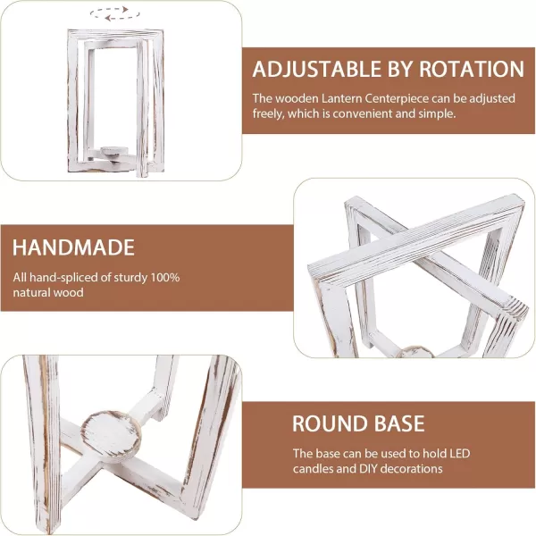 imageOurWarm 2 Pcs Wedding Centerpieces for Tables Foldable Wooden Wedding Candle Lantern Holder for Rustic Wedding Table Decor Wood Farmhouse Decorative Candle Lanterns Indoor