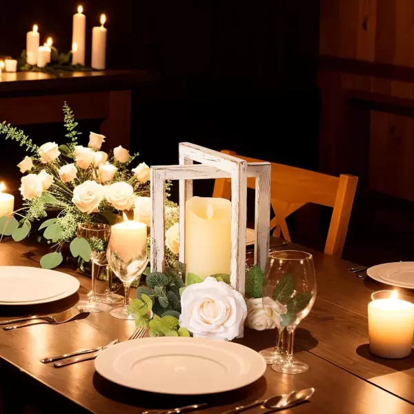 imageOurWarm 2 Pcs Wedding Centerpieces for Tables Foldable Wooden Wedding Candle Lantern Holder for Rustic Wedding Table Decor Wood Farmhouse Decorative Candle Lanterns Indoor