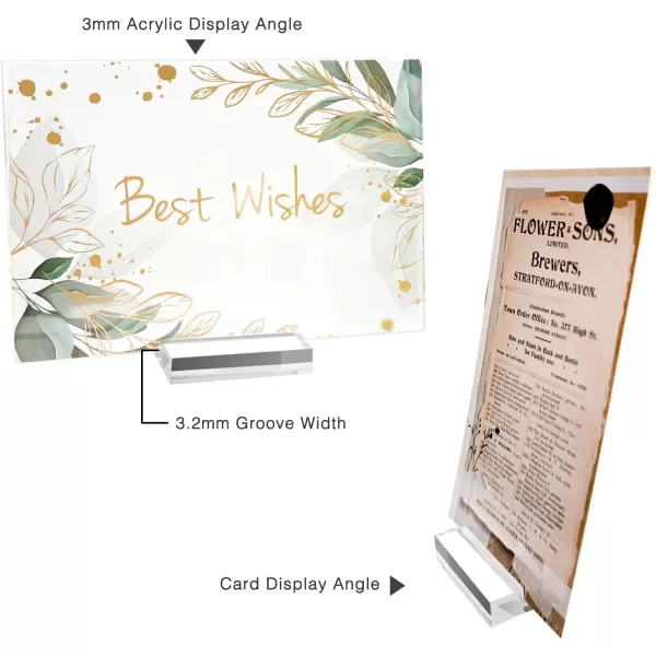 imageOurWarm 20 Pack Acrylic Sign Holders with Slot Clear Acrylic Stands for Display 35 cm Place Card Holders Perfect for Wedding Table Number Exhibition Office Restaurant Business20 pcs Base