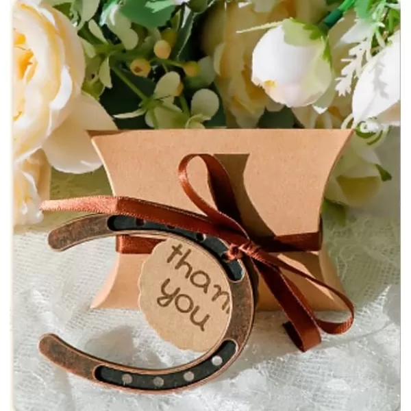 imageOurWarm 20pcs Good Lucky Horse Shoes with Candy Boxes Kraft Tag Metal Mini Craft Horseshoes Decorations for Rustic Vintage Wedding Party Decor Western Party Decorations1 Count Pack of 20