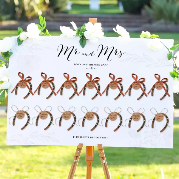 imageOurWarm 20pcs Good Lucky Horse Shoes with Candy Boxes Kraft Tag Metal Mini Craft Horseshoes Decorations for Rustic Vintage Wedding Party Decor Western Party Decorations1 Count Pack of 20