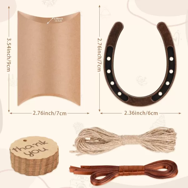 imageOurWarm 20pcs Good Lucky Horse Shoes with Candy Boxes Kraft Tag Metal Mini Craft Horseshoes Decorations for Rustic Vintage Wedding Party Decor Western Party Decorations1 Count Pack of 20