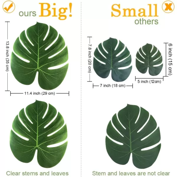 imageOurWarm 24pcs Large Artificial Tropical Palm Leaves Faux Safari Leaves Monstera Fake Leaves Hawaiian Luau Party Jungle Beach Theme Decorations for Birthday Party Safari Table Decorations Supplies