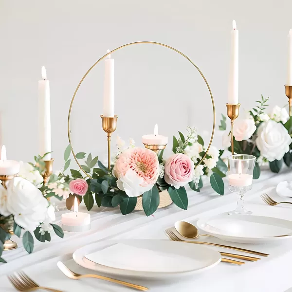 imageOurWarm 25Pcs 12 Inch Floral Hoop Centerpiece with Stand for Table Metal Center Pieces Gold Circle Centerpieces for Wedding Reception DIY Table Centerpieces Wall Hanging Crafts Flower Decoration
