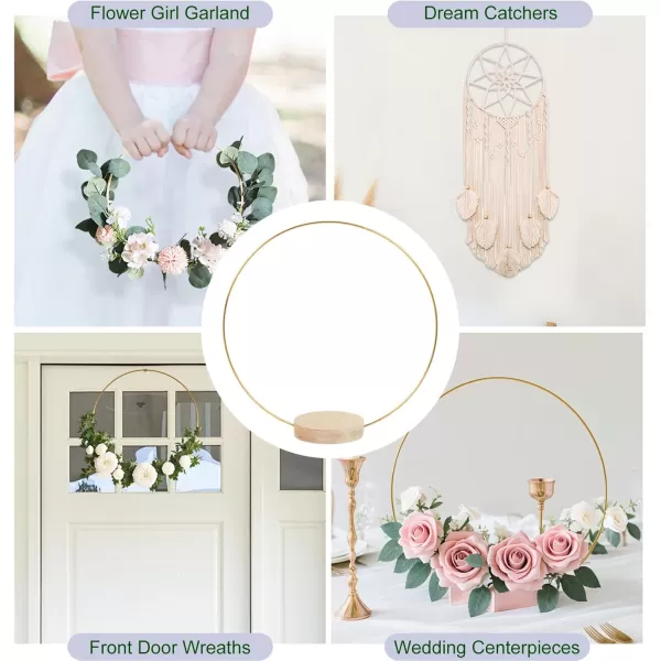 imageOurWarm 25Pcs 12 Inch Floral Hoop Centerpiece with Stand for Table Metal Center Pieces Gold Circle Centerpieces for Wedding Reception DIY Table Centerpieces Wall Hanging Crafts Flower Decoration
