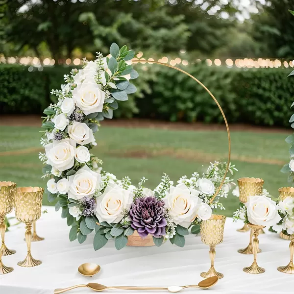 imageOurWarm 25Pcs 12 Inch Floral Hoop Centerpiece with Stand for Table Metal Center Pieces Gold Circle Centerpieces for Wedding Reception DIY Table Centerpieces Wall Hanging Crafts Flower Decoration