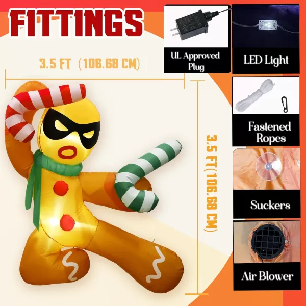 imageOurWarm 35 Ft Christmas Inflatable Outdoor Decoration Christmas Inflatables Elf with Guidepost Broke Out from Window Builtin LED Lights Xmas Blow up for Outside Indoor Yard Garden Home DecorGingerbread Man