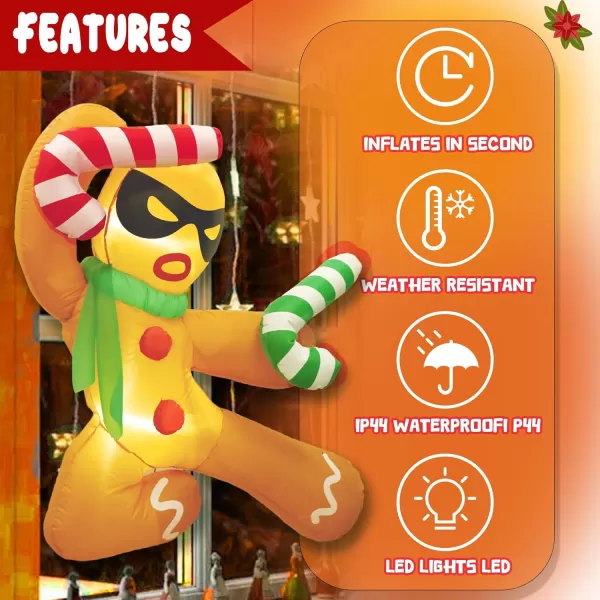 imageOurWarm 35 Ft Christmas Inflatable Outdoor Decoration Christmas Inflatables Elf with Guidepost Broke Out from Window Builtin LED Lights Xmas Blow up for Outside Indoor Yard Garden Home DecorGingerbread Man