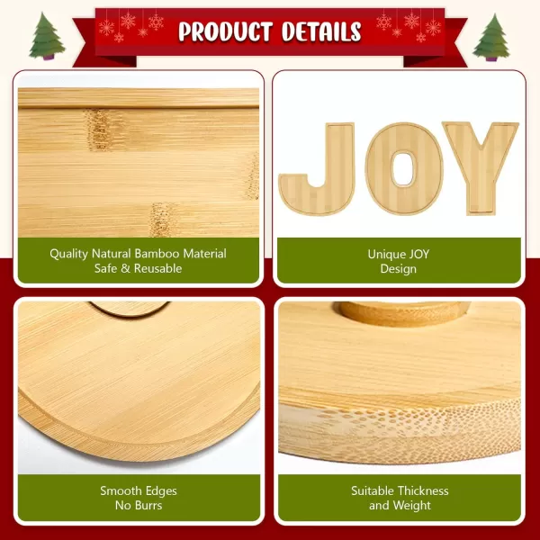 imageOurWarm 3Pcs Christmas Charcuterie Board JOY Bamboo Appetizer Serving Platter Large Christmas Candy Dish Snack Platters Gift Ideas for Housewarming Party Christmas