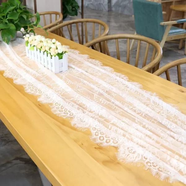 imageOurWarm 3pcs White Lace Table Runner 28 x 120 Inches  Vintage Lace Wedding Table Runners for Rustic Chic Wedding Reception Table Decor Boho Wedding Bridal Shower Party Decorations