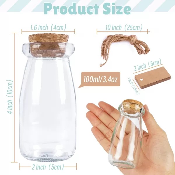 imageOurWarm 48PCS 25ml Clear Glass Bottles with Cork Stoppers Mini Small Vials for Wedding Favors DIY Crafts Baby Shower12pcs  100ml