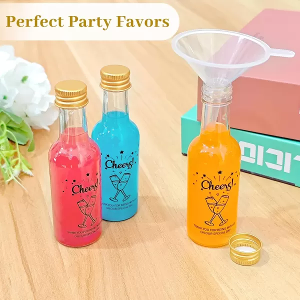 imageOurWarm 50 Pack Mini Liquor Bottles 17oz50ml Mini Wine Bottles with Gold Screw Caps Funnels Tags and Ropes Empty Shot Bottles for Wine Juice Alcohol Homemade Liquor Birthday Wedding Party FavorsMini Liquor Bottles