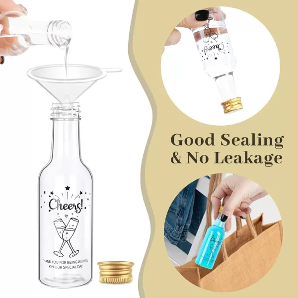 imageOurWarm 50 Pack Mini Liquor Bottles 17oz50ml Mini Wine Bottles with Gold Screw Caps Funnels Tags and Ropes Empty Shot Bottles for Wine Juice Alcohol Homemade Liquor Birthday Wedding Party FavorsMini Liquor Bottles