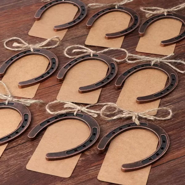 imageOurWarm 50pcs Good Lucky Horseshoe Gift with Kraft Tags for Rustic Wedding Favors Decoration Hanging Barn Wedding Horseshoe Gift