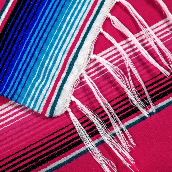 imageOurWarm 59 x 84 Inch Mexican Blanket Striped Tablecloth for Mexican Party Decorations Large Square Cotton Mexican Serape Blanket Outdoor Table Cover Table Cloth