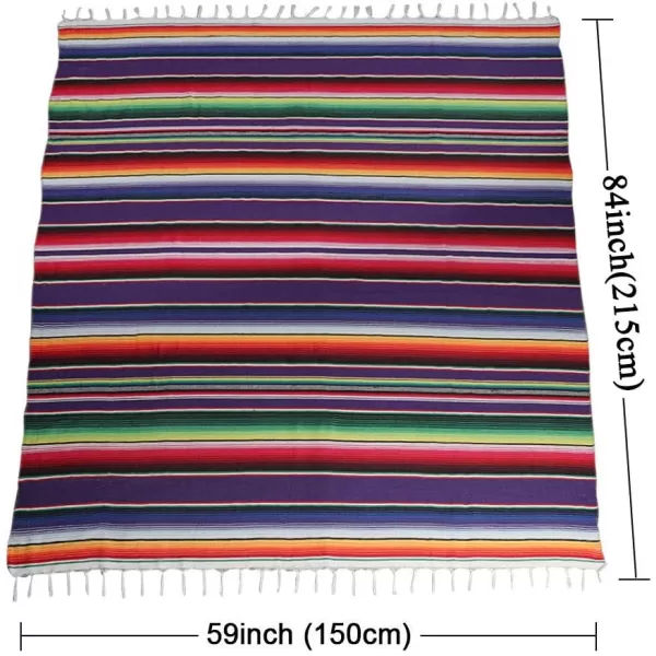 imageOurWarm 59 x 84 Inch Mexican Serape Tablecloth Fringe Cotton Mexican Blanket Handwoven Fiesta Tablecloth for Mexican Party Cinco de Mayo Decorations