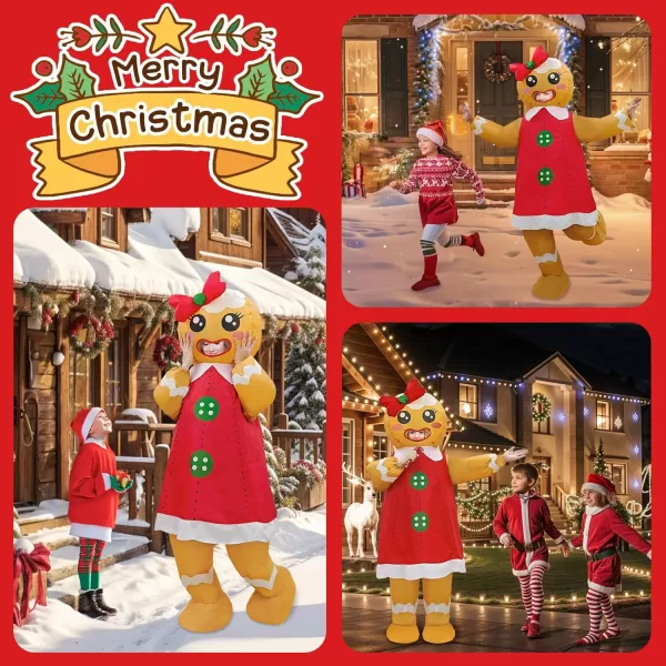 imageOurWarm 66 FT Christmas Inflatable Costume Adult Gingerbread Man Costume Adult Blow Up Costumes Inflatable Funny Inflatable Costumes for Adults Inflatable Christmas Costume Adult for Women Men