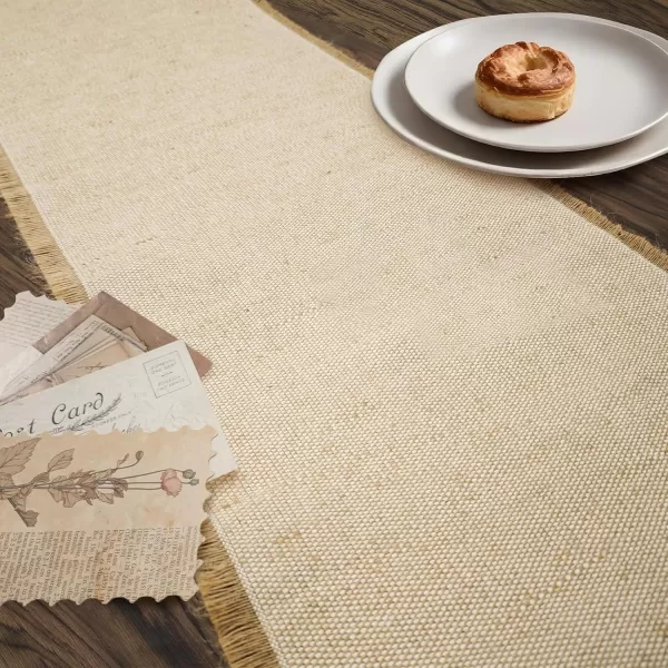 imageOurWarm 90inch Burlap Table Runner Farmhouse Kitchen Decor Modern Dining Room Tablecloth for Country Vintage Bohemian Wedding Bedroom Bridal Shower Rustic Party Decor 12 x 90 inch