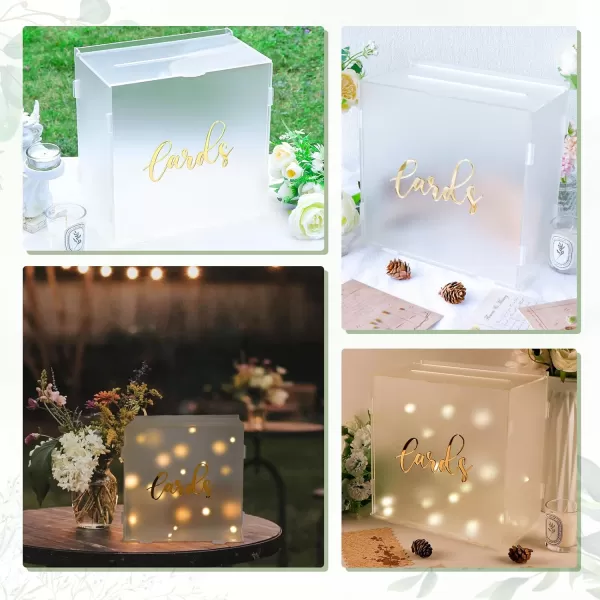 imageOurWarm Acrylic Wedding Card Box with String Light Frosted Gift Card Box for Wedding Decorations for Reception Money Box for Bridal Shower Decorations Party Reception AnniversaryFrosted