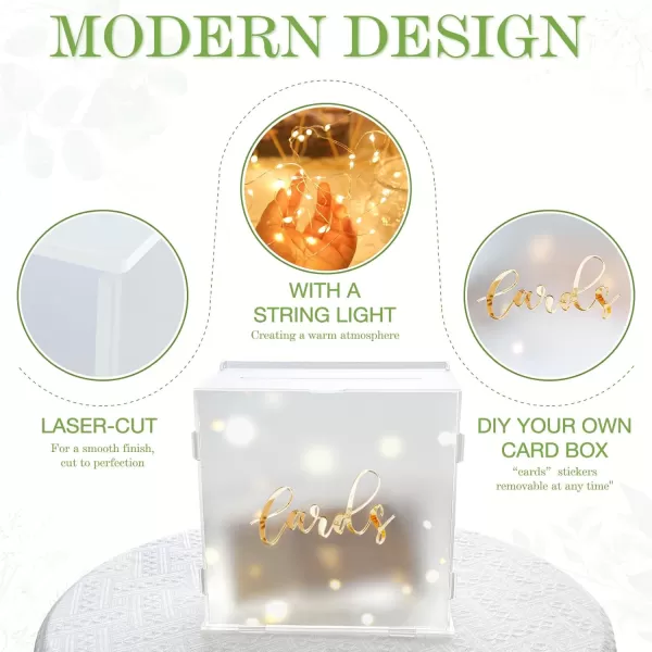 imageOurWarm Acrylic Wedding Card Box with String Light Frosted Gift Card Box for Wedding Decorations for Reception Money Box for Bridal Shower Decorations Party Reception AnniversaryFrosted