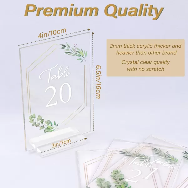 imageOurWarm Acrylic Wedding Table Numbers 110 with Stands 4x6 inches Clear Sign Wedding Place Card Eucalyptus Acrylic Sign for Wedding Reception Anniversary Baby Bridal Shower Birthday Table Setting30