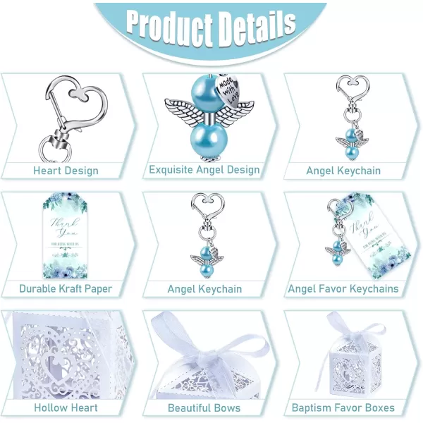 imageOurWarm Baby Shower Favors for Boys 48 Sets Baby Shower Party Favors Including Angel Keychains Favor Boxes and Thank You Cards Baby Shower Gifts for Boys Guests Baptism Favors Wedding FavorsBlue