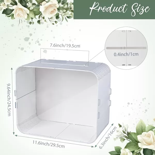 imageOurWarm Clear Acrylic Card Box with Lock ampamp Slot Thick DIY Wedding Card Box for Wedding Reception Large Money Gift Box Eucalyptus Graduation Card Box for Party Graduation Birthday Baby ShowerWhite Window Box