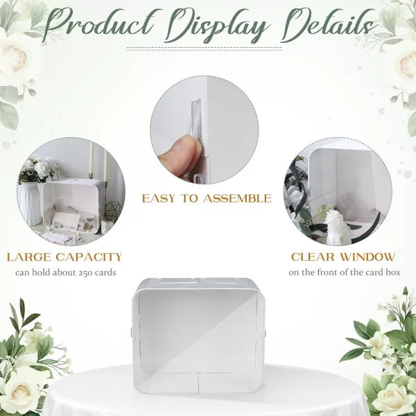 imageOurWarm Clear Acrylic Card Box with Lock ampamp Slot Thick DIY Wedding Card Box for Wedding Reception Large Money Gift Box Eucalyptus Graduation Card Box for Party Graduation Birthday Baby ShowerWhite Window Box