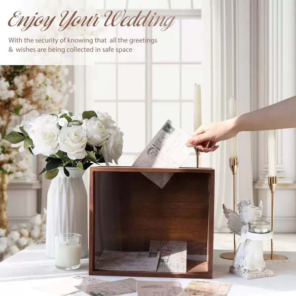 imageOurWarm Clear Acrylic Card Box with Lock ampamp Slot Thick DIY Wedding Card Box for Wedding Reception Large Money Gift Box Eucalyptus Graduation Card Box for Party Graduation Birthday Baby ShowerBrown Card Box