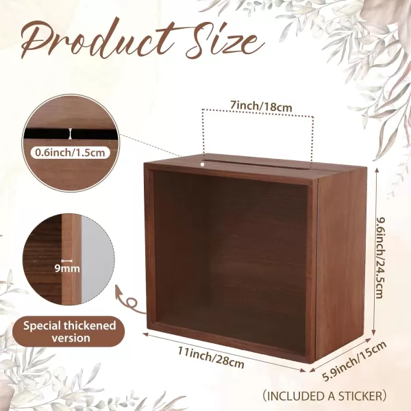 imageOurWarm Clear Acrylic Card Box with Lock ampamp Slot Thick DIY Wedding Card Box for Wedding Reception Large Money Gift Box Eucalyptus Graduation Card Box for Party Graduation Birthday Baby ShowerBrown Card Box