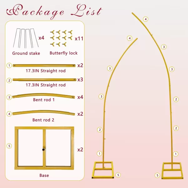 imageOurWarm Floral Arch Stand for Wedding 82FT65FT Half Gold Wedding Flower Arch Backdrop Stand for Wedding Anniversary Bridal Shower Ceremony Background Stand Party Decor