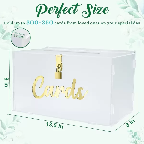 imageOurWarm Frosted Acrylic Wedding Card Box with Lock Gift Card Box for Wedding Reception with String Light and Pen Wedding Envelope Money Card Box for Party Graduation Baby Shower Birthday Decorations135 x 8 x 8