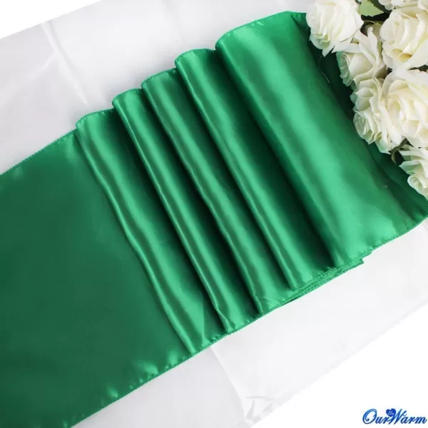 imageOurWarm Satin Table Runner 12quotx 108quot Inch Wedding Party Table Decoration Emerald