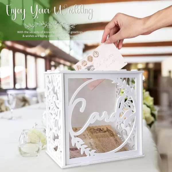 imageOurWarm Wedding Card Box for Reception PVC Gift Card Box Holder with Slot and Acrylic Window White Wedding Envelope Money Card Box for Baby Shower Birthday Graduation Party Wedding Decorations