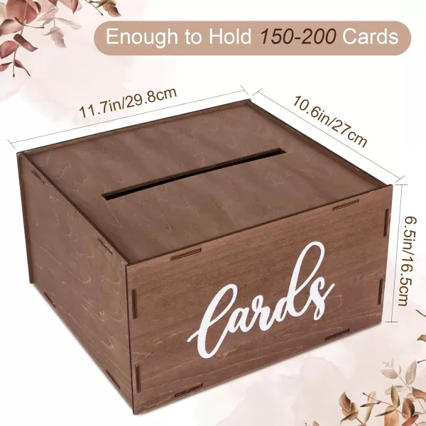 imageOurWarm White Wedding Card Box for Wedding Reception Wood Gift Card Box with Slot Hollowout Money Envelop Card Box for Wedding Party Graduation Birthday Baby Shower DecorationsRustic Brown