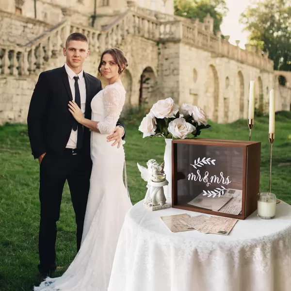 imageOurWarm Wooden Wedding Card Box for Reception Money Gift Card Box for Wedding Card Storage Box Wedding Decorations for Reception Party Birthday Wedding Gifts